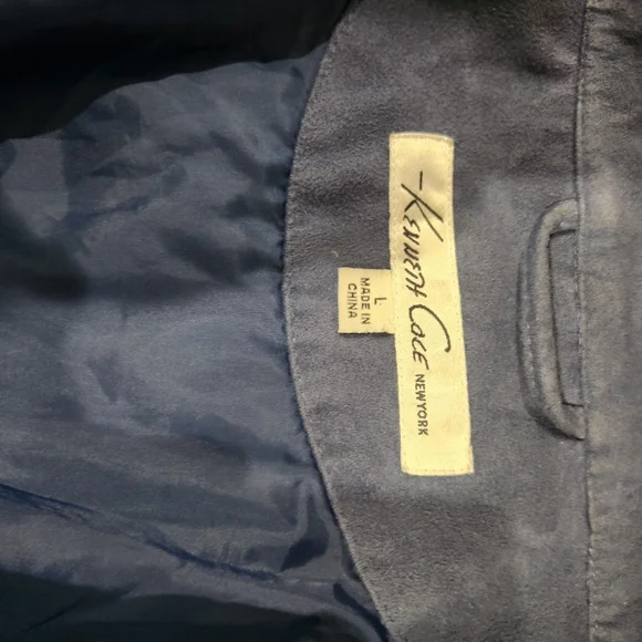 Kenneth Cole Faux Suede Blue Bomber Jacket - Picture 7 of 9
